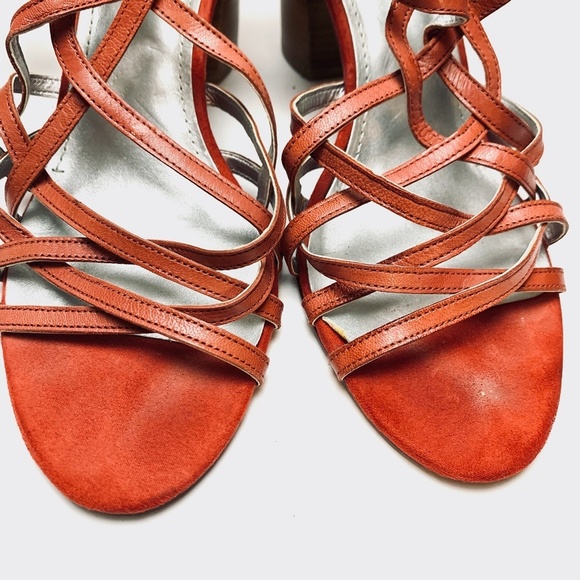 BANDOLINO KITCHIE Stacked Leather Heels Sandals 10 - Picture 6 of 11